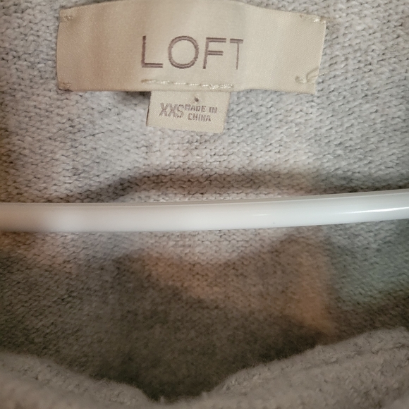 LOFT XXS extra small cowl neck sweater stripe cream dark grey - Picture 2 of 3